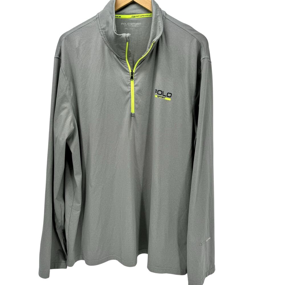 Polo Sport Jacket Mens XXL Performance 1/4 Zip Pullover Gray Green ThermoVent